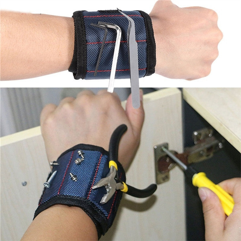 Magnetic Wristband with Built-in Strong Magnets for Holding Screws Nails Drill Bits for DIY Projects